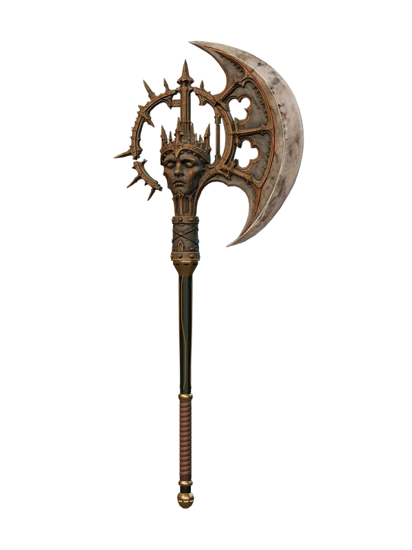 Crownfall, an executioner’s axe forged from a broken cathedral halo